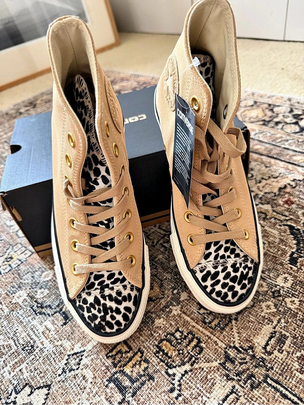 Converse Chuck Taylor All Star Hi Leopard Print Sneakers Brown & Black US 5